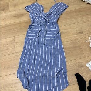 Universal Thread Blue and White Striped High Low Dress